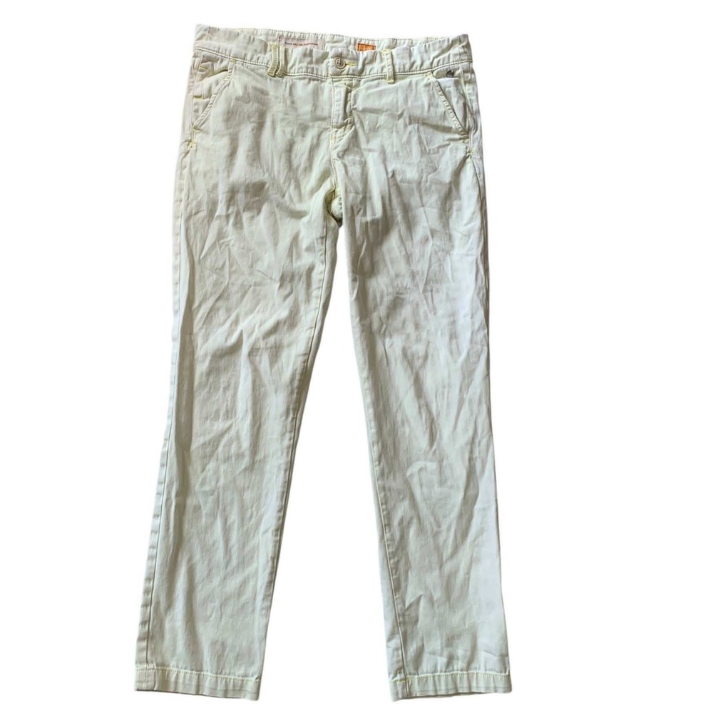 Pilcro Chino Pants Women 28 Yellow Hyphen Straight Leg Preppy Coastal Aesthetic